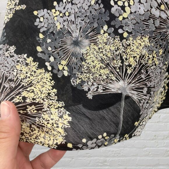 Talbots Linen Silk Dandelion Floral Skirt Black Yellow A-Line 4 - Picture 9 of 13